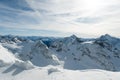 Scenery of snow covered mountains valley Titlis, Engelberg