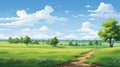 scenery spring view grass landscape