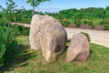 Scenery of stones in Koknese in the park Garden of Destinies in Latvia Royalty Free Stock Photo