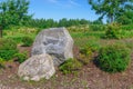 Scenery of stones in Koknese in the park Garden of Destinies in Latvia Royalty Free Stock Photo