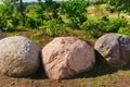 Scenery of stones in Koknese in the park Garden of Destinies in Latvia Royalty Free Stock Photo