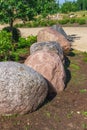 Scenery of stones in Koknese in the park Garden of Destinies in Latvia Royalty Free Stock Photo