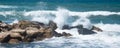 Scenery of the strong force wave sea water splashing Royalty Free Stock Photo