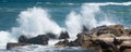 Scenery of the strong force wave sea water splashing Royalty Free Stock Photo