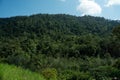 Scenery summer mountain landscape with forested hills, trees and blue sky, natural outdoor travel background, Malaysia Royalty Free Stock Photo