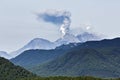 Scenery summer mountain landscape of Kamchatka: eruption active Zhupanovsky Volcano