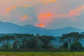 scenery sunrise above mountain on Doi Mae Salong Royalty Free Stock Photo