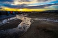 Scenery and sunrise of Iceland Geysir Royalty Free Stock Photo