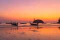 scenery sunset above fishing boats at Kata beach Royalty Free Stock Photo