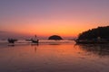 Scenery sunset above fishing boats at Kata beach Royalty Free Stock Photo