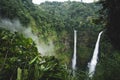 Scenery of Tad Fane waterfall in the morning mist