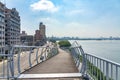 Scenery of Tamsui river bank, view on Taipei bridge, a bridge link New Taipei City to Taipei city