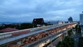 The scenery of the toll road in Makassar City, South Sulawesi Province, Indonesia