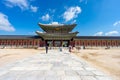 The scenery of tourists visiting at Heungnyemun Gate, located in Gyeongbokgung Palace, Seoul, South Korea