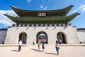 The scenery of tourists visiting at Kwanghwamun Gate, located in Gyeongbokgung Palace, Seoul, South Korea