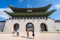 The scenery of tourists visiting at Kwanghwamun Gate, located in Gyeongbokgung Palace, Seoul, South Korea