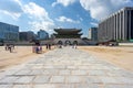 The scenery of tourists visiting at Kwanghwamun, located in Gyeongbokgung Palace, Seoul, South Korea