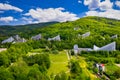 Scenery of the town and health resort in Ustron on the hills of the Silesian Beskids. Poland Royalty Free Stock Photo