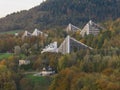 Scenery of the town and health resort in Ustron on the hills of the Silesian Beskids, Poland. Aerial drone view of beskid Royalty Free Stock Photo