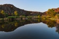 Scenery of Ukrainian Canyon, Lake in the mining mountainl