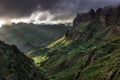 Scenery valley in Canary islands. Nature landscape. Travel adventures and outdoor lifestyle. Masca valley. Scenic