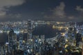 Victoria harbor of Hong Kong city after midnight Royalty Free Stock Photo