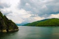 Scenery of Vidraru Dam and lake. Vidraru Dam, Romania. Carpathian Mountains, Fagaras ridge Royalty Free Stock Photo