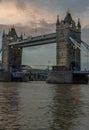 Scenery view of famous Tower bridge and skyline in the river thames at evening Royalty Free Stock Photo