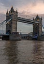 Scenery view of famous Tower bridge and skyline in the river thames at evening Royalty Free Stock Photo