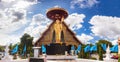 Scenery view golden Buddhist monk statue in Buddha Thailand Temple Royalty Free Stock Photo