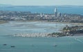 Scenery view of the North Shore and Shoal Bay view from the top of Auckland Sky tower, New Zealand. Royalty Free Stock Photo