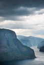 scenery view of sea and Aurlandsfjord from Stegastein viewpoint Royalty Free Stock Photo