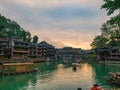 Scenery view with sunset sky of fenghuang old town