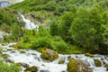 Scenery Waterfall In Briksdal Glacier In Norway Royalty Free Stock Photo