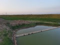 Scenery of Weihe River embankment and dam in rural rural areas of Shaanxi