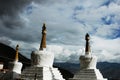 Scenery of white pagodas in a lamasery
