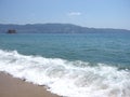 Scenery of white waves at bay of ACAPULCO city in Mexico and Pacific Ocean landscape Royalty Free Stock Photo