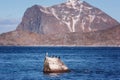 Scenery winter landscape in the Norway, wild northern nature, Lofoten Islands, Napp, Flakstad Royalty Free Stock Photo