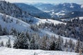 Scenery winter snowy landscape in Austrian Apls in ski areal Royalty Free Stock Photo