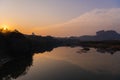 The scenery of Wuyishan landscape of Wuyi Mountains, peaks and the River Royalty Free Stock Photo