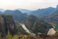 The scenery of Wuyishan landscape of Wuyi Mountains, peaks and the River of Nine Bends, Fujian province, China Royalty Free Stock Photo