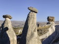 Cappadocia fairy chimneys and view of Erciyes Mountain in Kayseri Royalty Free Stock Photo