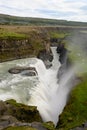 Scenic above view of Gullfoss waterfall canyon. Gullfoss means Golden Falls Royalty Free Stock Photo