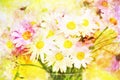 Scenic abstract bouquet with daisies made with color filters