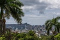 Scenic aerial Honolulu vista with the Diamond Head in the background on a rainy day, Oahu Royalty Free Stock Photo