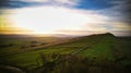 Scenic aerial landscape photo at Sycamore Gap in Northumberland