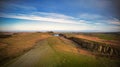 Scenic aerial landscape photo at Sycamore Gap in Northumberland