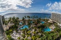 Scenic aerial panoramic Ka`anapali Beach vista, Maui Royalty Free Stock Photo