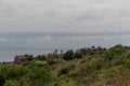 Scenic aerial panoramic Newport Coast vista on a beautiful summer day, Southern California Royalty Free Stock Photo