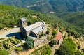 Aerial view of ancient Serrabone Priory in summer, France Royalty Free Stock Photo